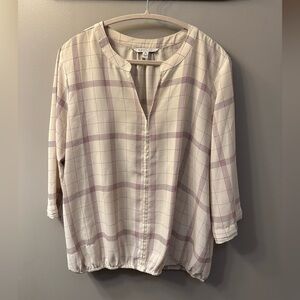 41 Hawthorn Checkered Blouse in Cream and Purple Size XL.